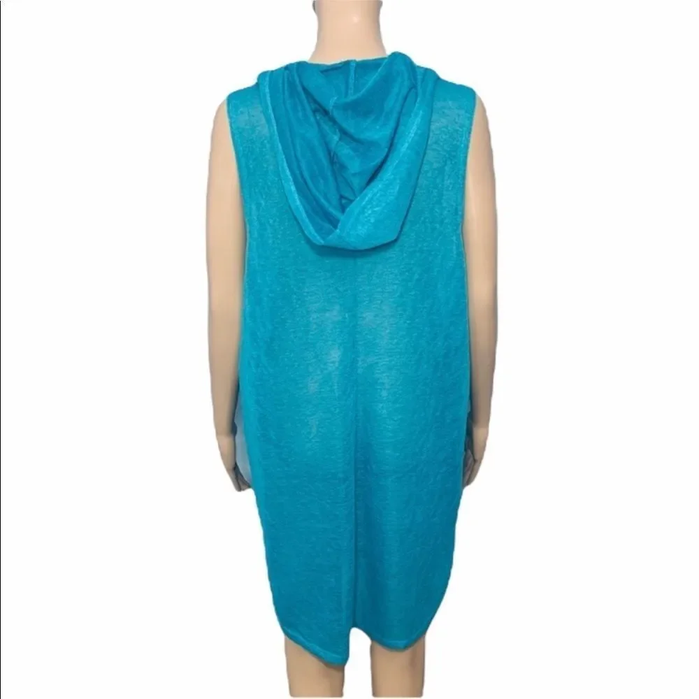 NWT Miken‎ Swim Cover Up X-Strap Sleeveless Hooded Size Large